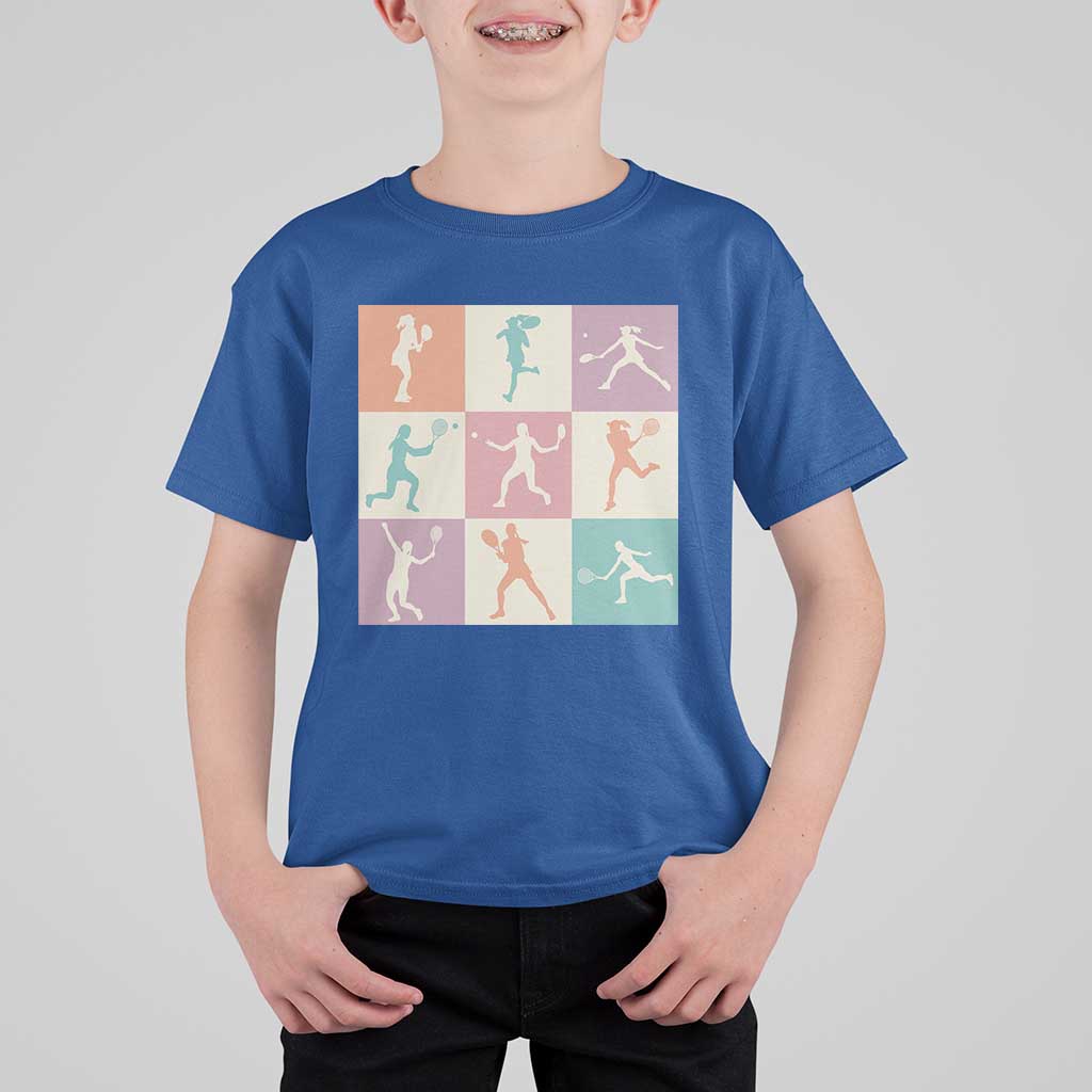 Tennis Lover Colorful Pastel Grid Sports Fan Gift T Shirt For Kid - Wonder Print Shop