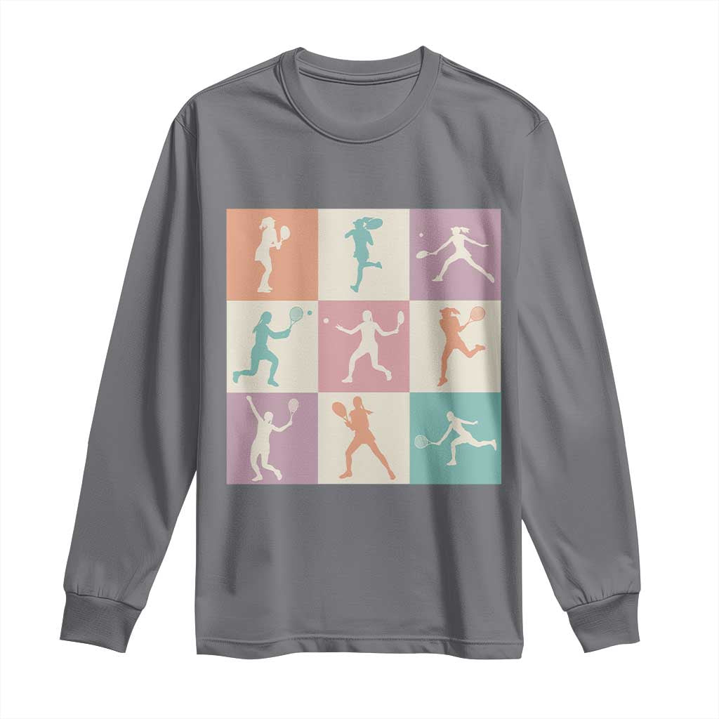 Tennis Lover Colorful Pastel Grid Sports Fan Gift Long Sleeve Shirt - Wonder Print Shop