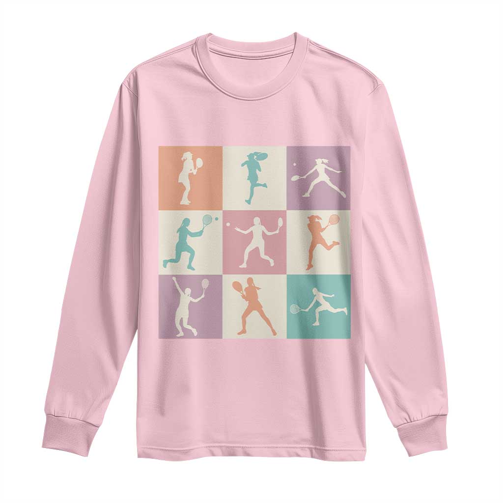 Tennis Lover Colorful Pastel Grid Sports Fan Gift Long Sleeve Shirt - Wonder Print Shop