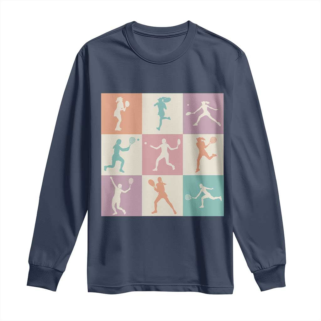 Tennis Lover Colorful Pastel Grid Sports Fan Gift Long Sleeve Shirt - Wonder Print Shop