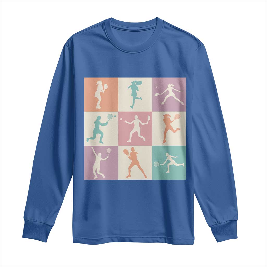 Tennis Lover Colorful Pastel Grid Sports Fan Gift Long Sleeve Shirt - Wonder Print Shop