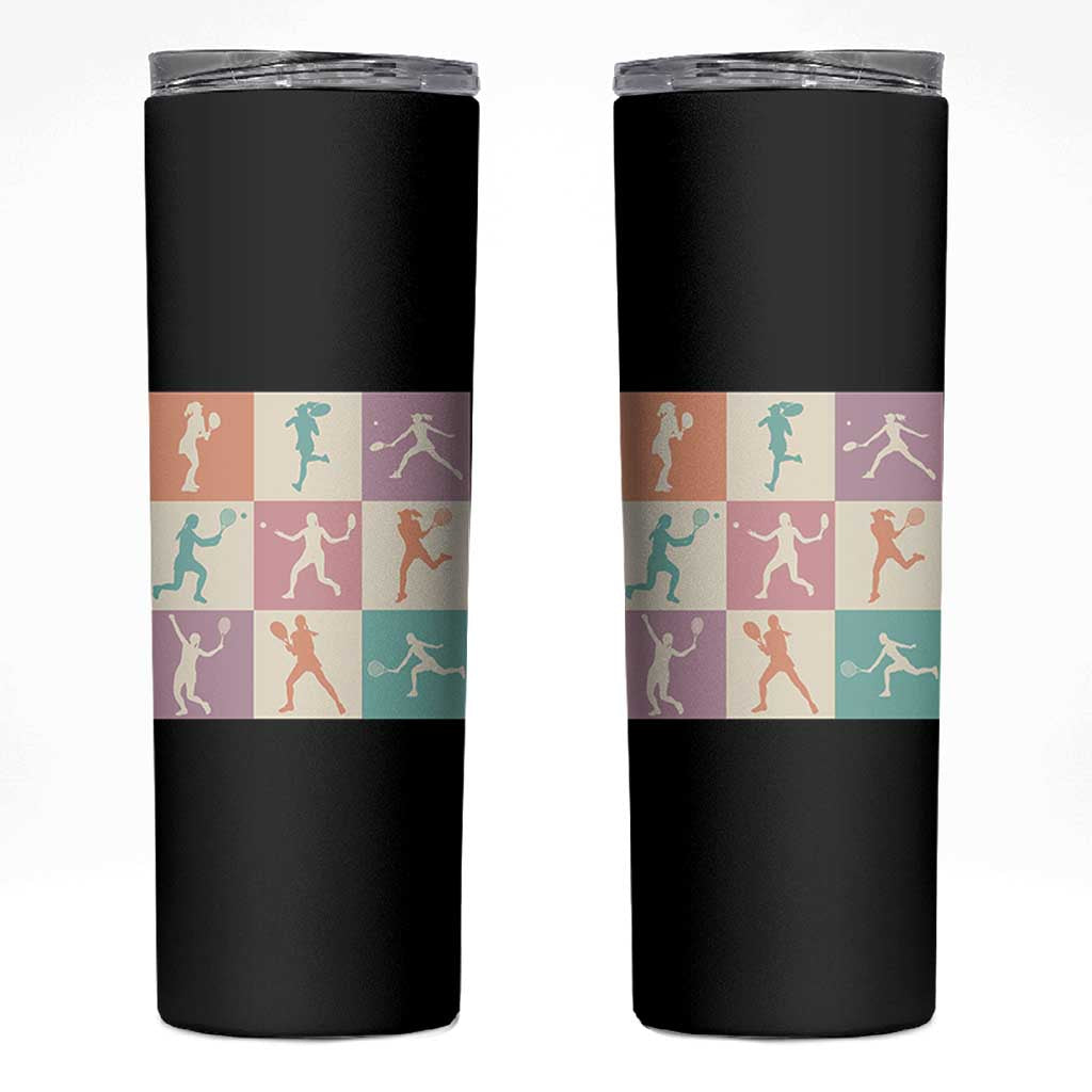 Tennis Lover Colorful Pastel Grid Sports Fan Gift Skinny Tumbler - Wonder Print Shop