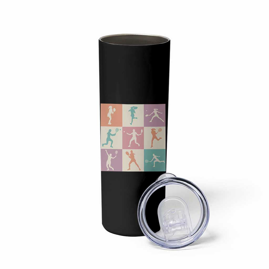 Tennis Lover Colorful Pastel Grid Sports Fan Gift Skinny Tumbler - Wonder Print Shop