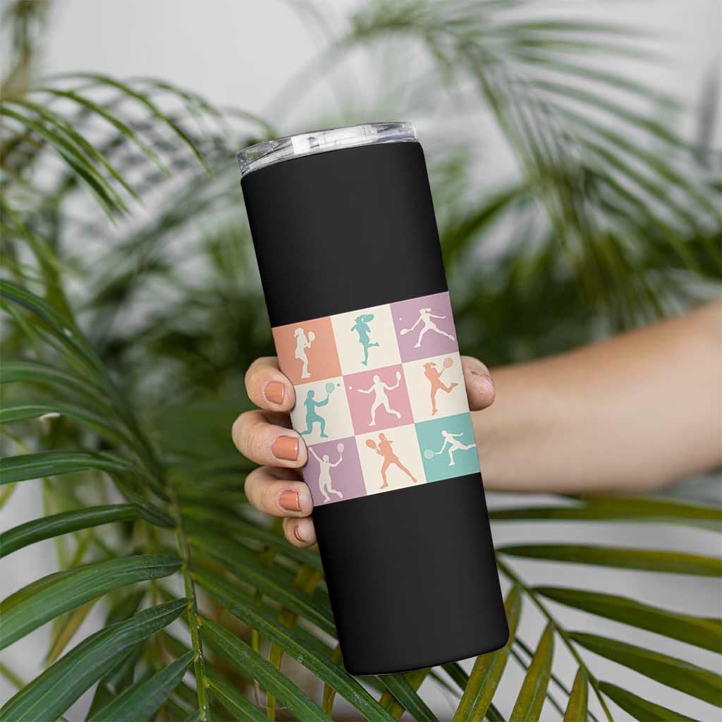 Tennis Lover Colorful Pastel Grid Sports Fan Gift Skinny Tumbler - Wonder Print Shop