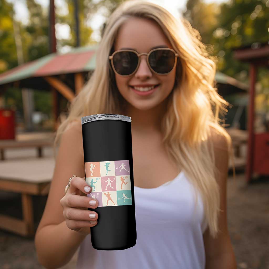 Tennis Lover Colorful Pastel Grid Sports Fan Gift Skinny Tumbler - Wonder Print Shop