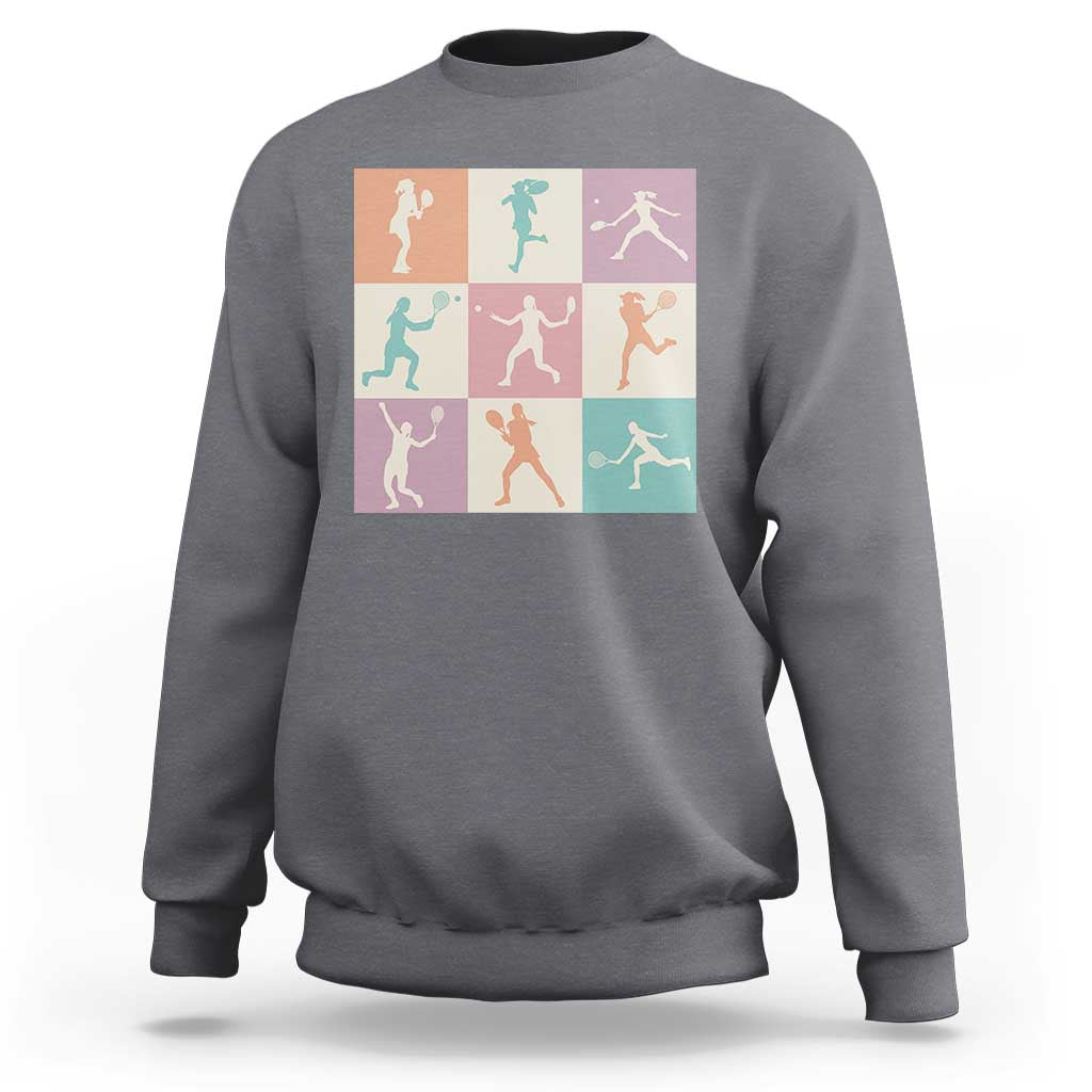 Tennis Lover Colorful Pastel Grid Sports Fan Gift Sweatshirt - Wonder Print Shop