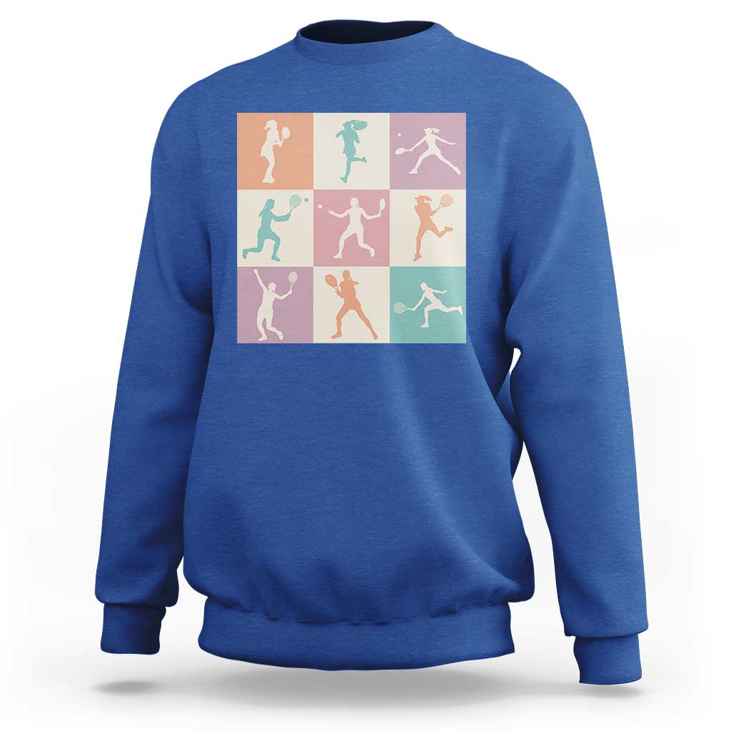Tennis Lover Colorful Pastel Grid Sports Fan Gift Sweatshirt - Wonder Print Shop