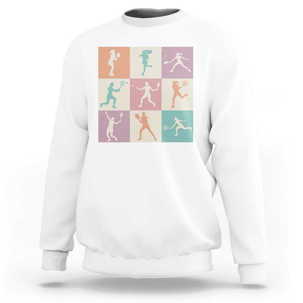 Tennis Lover Colorful Pastel Grid Sports Fan Gift Sweatshirt - Wonder Print Shop