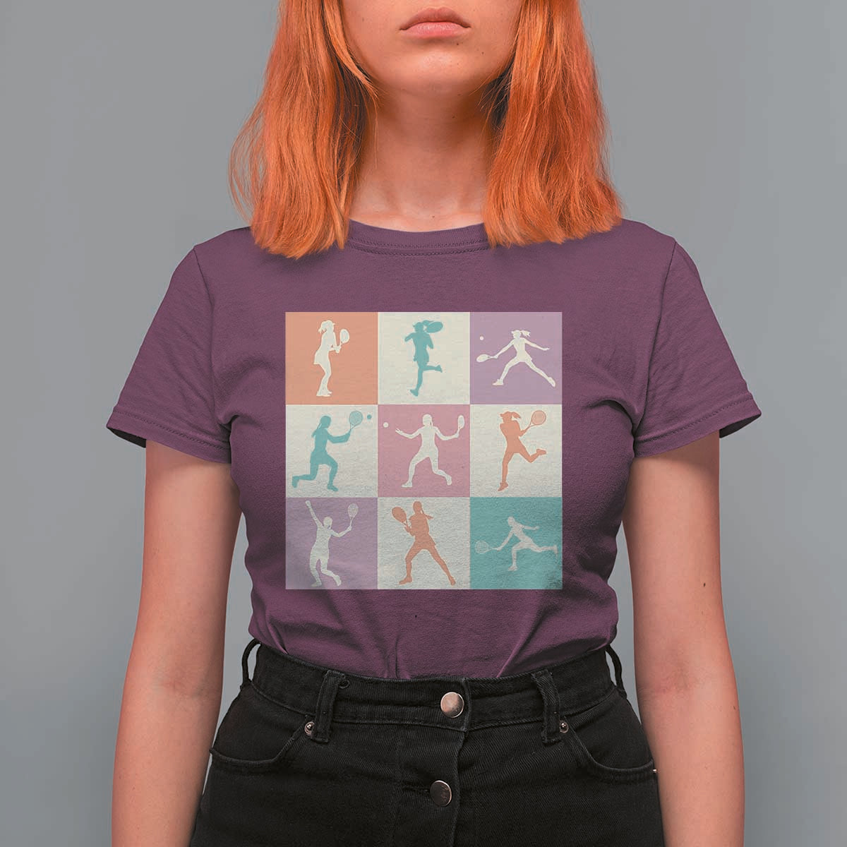 Tennis Lover Colorful Pastel Grid Sports Fan Gift T Shirt For Women - Wonder Print Shop