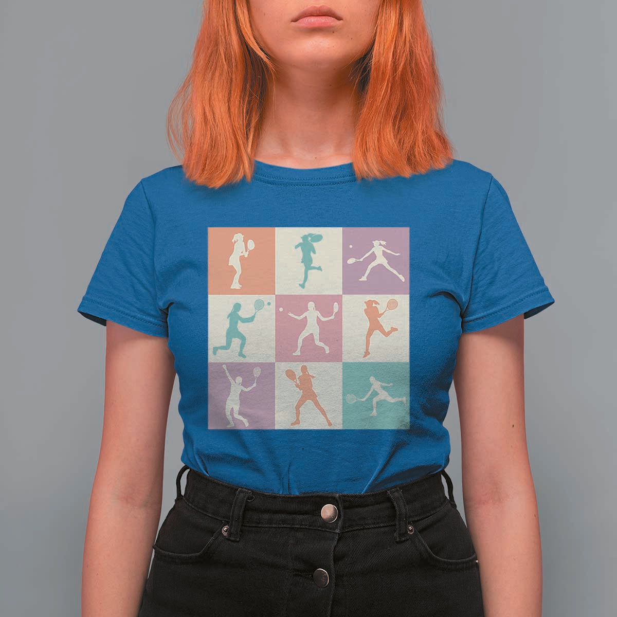 Tennis Lover Colorful Pastel Grid Sports Fan Gift T Shirt For Women - Wonder Print Shop