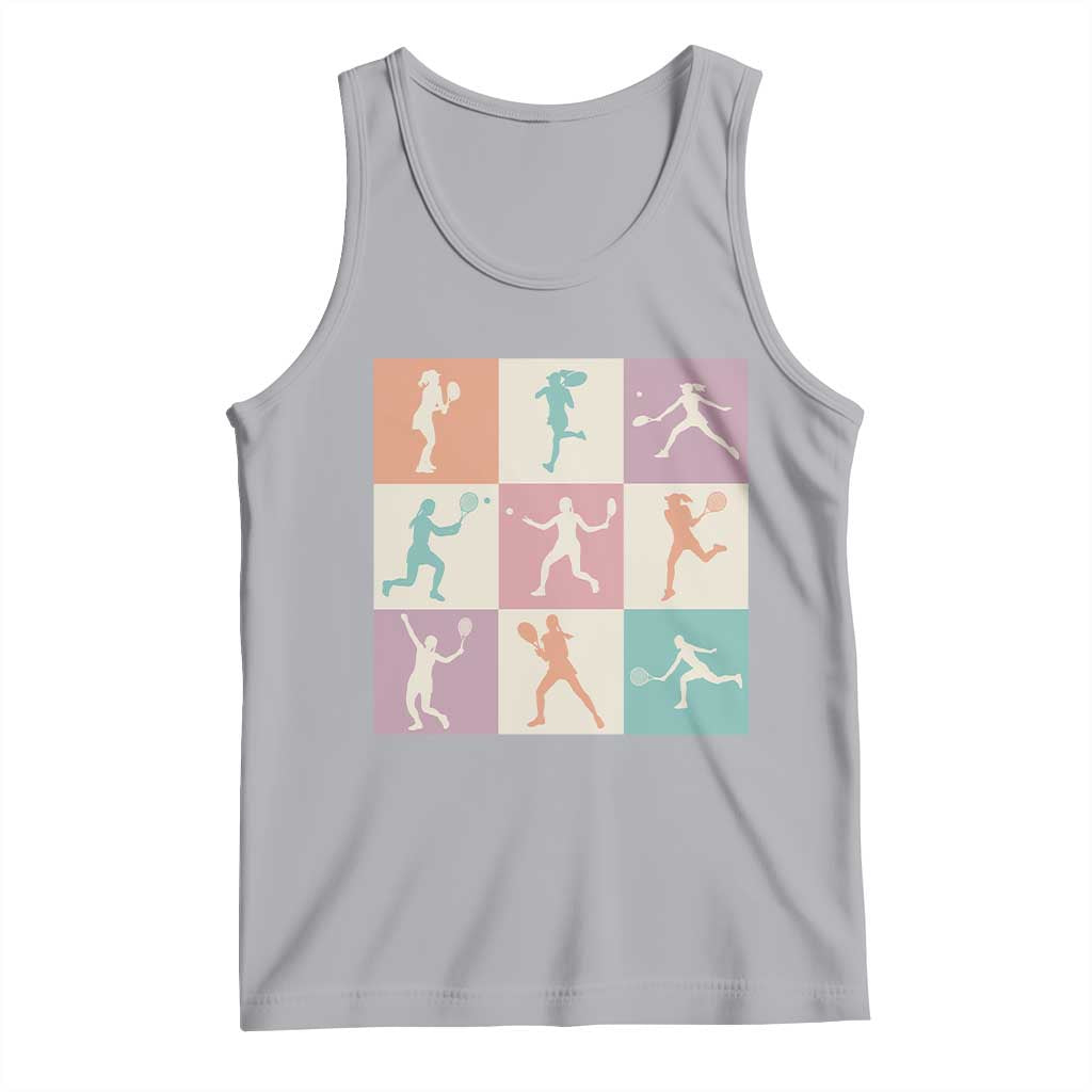Tennis Lover Colorful Pastel Grid Sports Fan Gift Tank Top - Wonder Print Shop