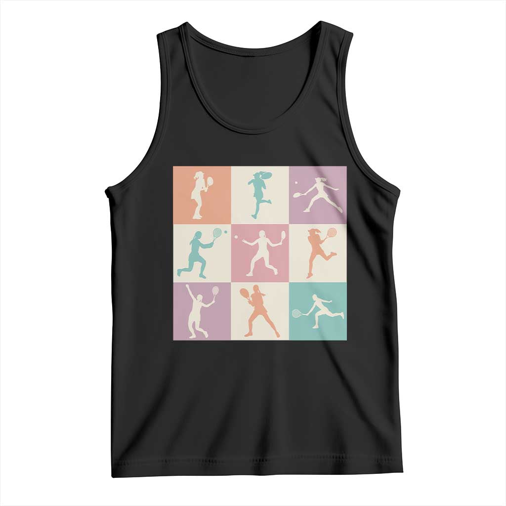 Tennis Lover Colorful Pastel Grid Sports Fan Gift Tank Top - Wonder Print Shop
