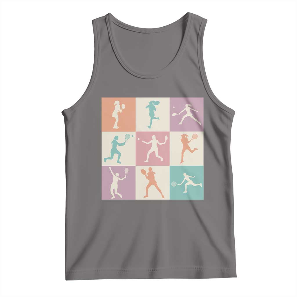 Tennis Lover Colorful Pastel Grid Sports Fan Gift Tank Top - Wonder Print Shop