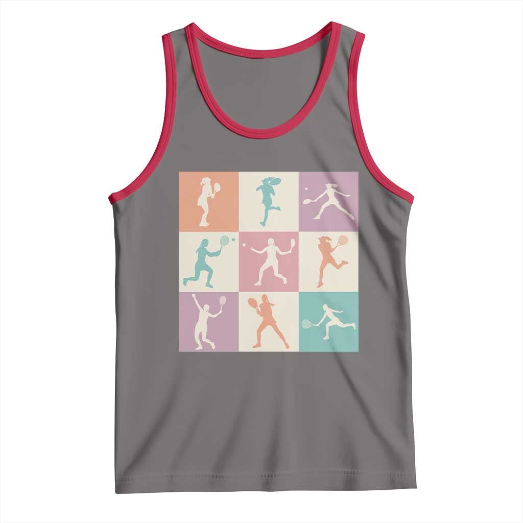 Tennis Lover Colorful Pastel Grid Sports Fan Gift Tank Top - Wonder Print Shop