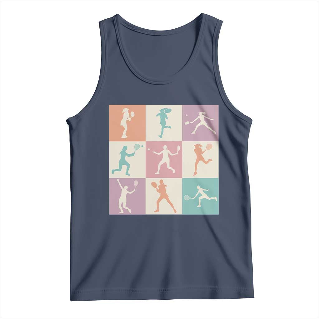 Tennis Lover Colorful Pastel Grid Sports Fan Gift Tank Top - Wonder Print Shop