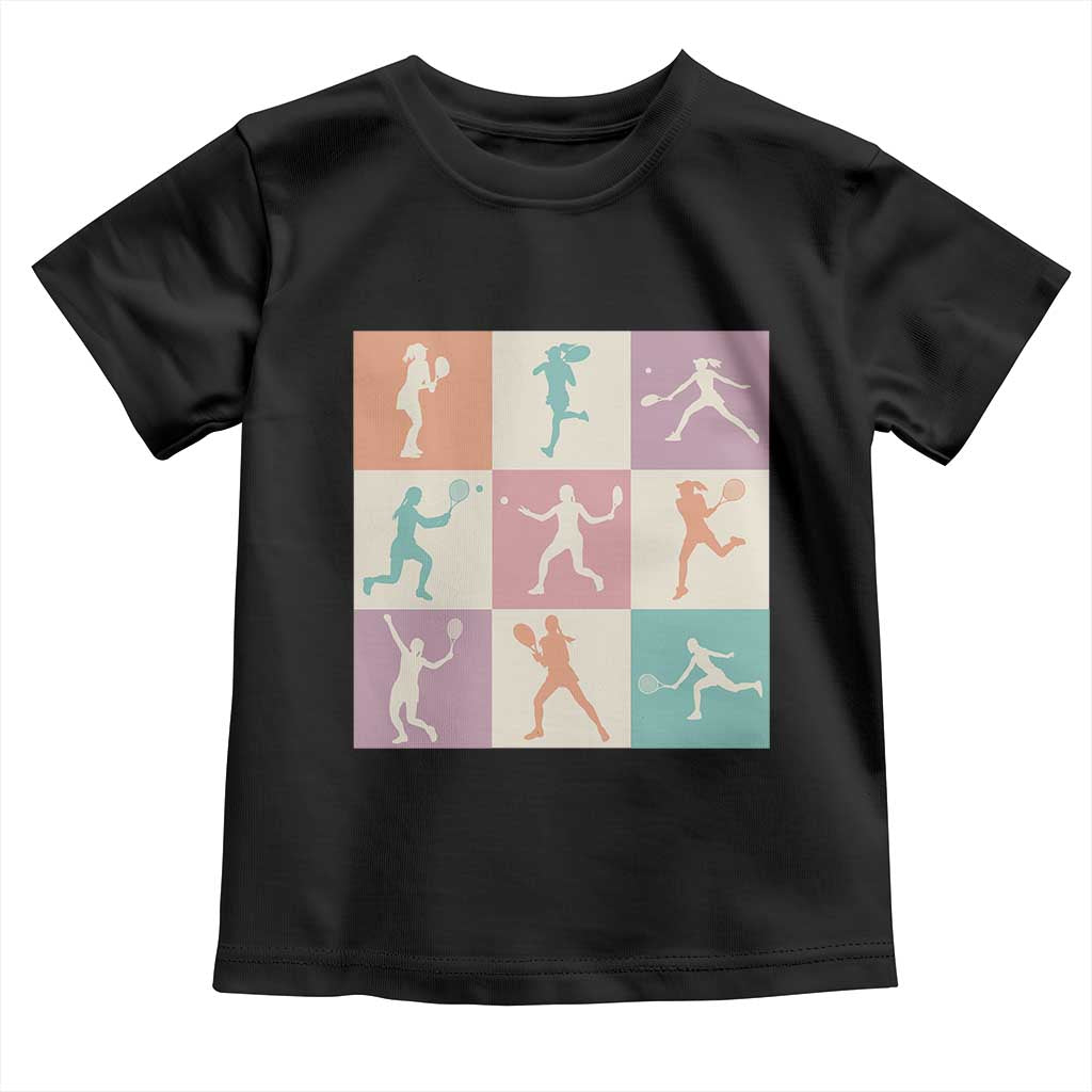 Tennis Lover Colorful Pastel Grid Sports Fan Gift Toddler T Shirt - Wonder Print Shop