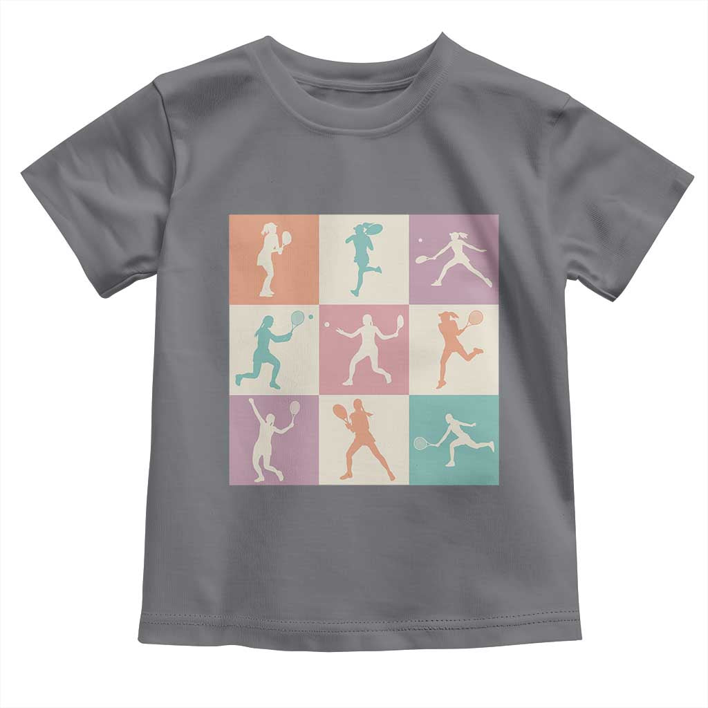 Tennis Lover Colorful Pastel Grid Sports Fan Gift Toddler T Shirt - Wonder Print Shop