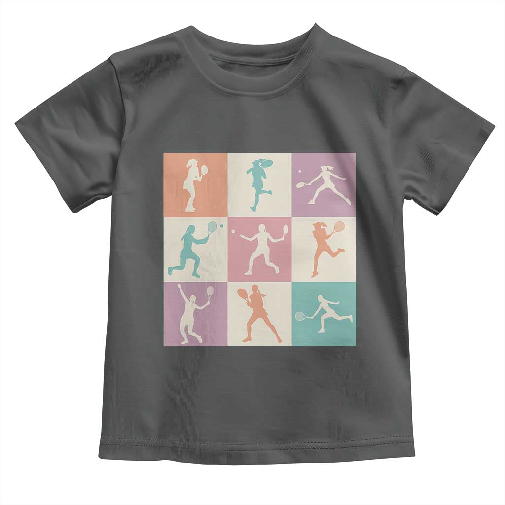 Tennis Lover Colorful Pastel Grid Sports Fan Gift Toddler T Shirt - Wonder Print Shop