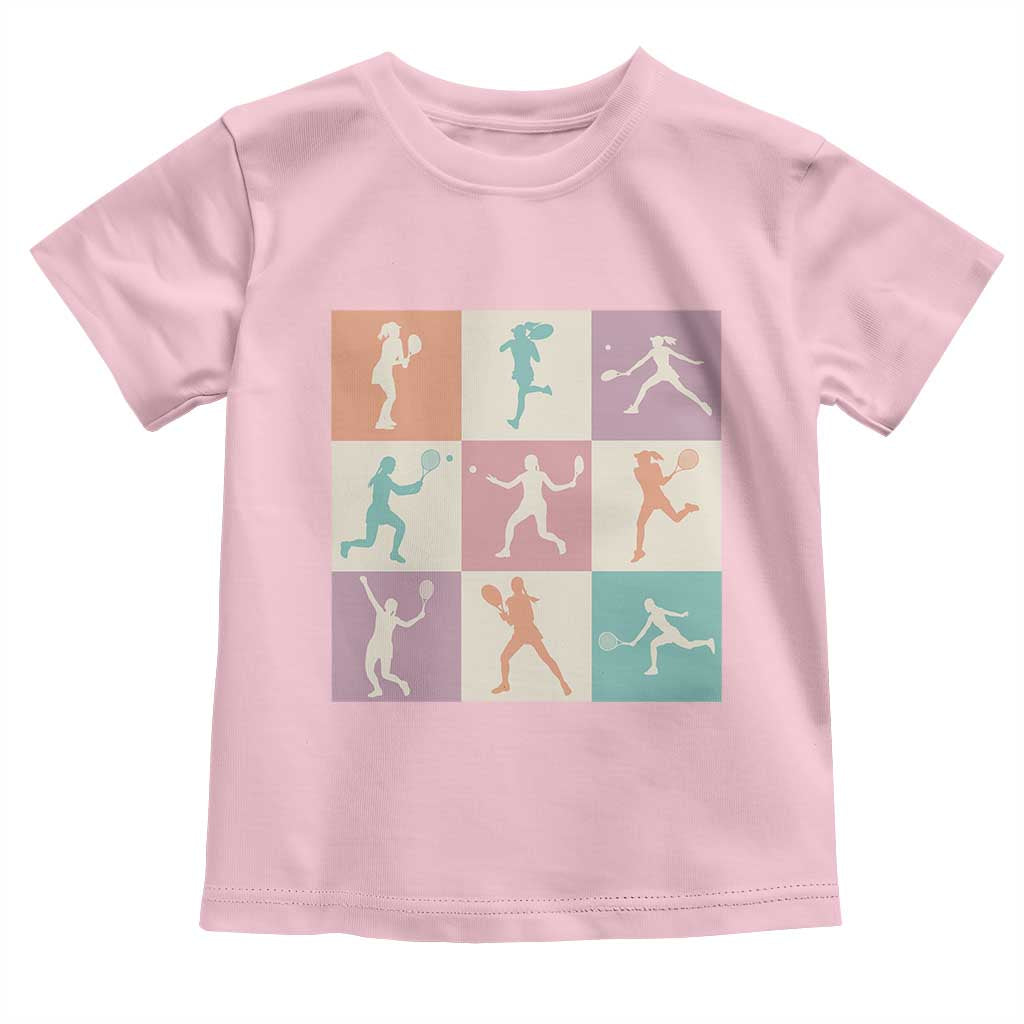 Tennis Lover Colorful Pastel Grid Sports Fan Gift Toddler T Shirt - Wonder Print Shop