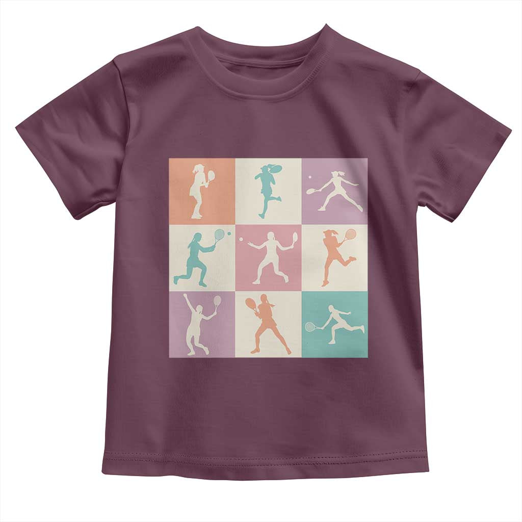 Tennis Lover Colorful Pastel Grid Sports Fan Gift Toddler T Shirt - Wonder Print Shop