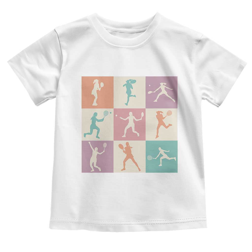 Tennis Lover Colorful Pastel Grid Sports Fan Gift Toddler T Shirt - Wonder Print Shop