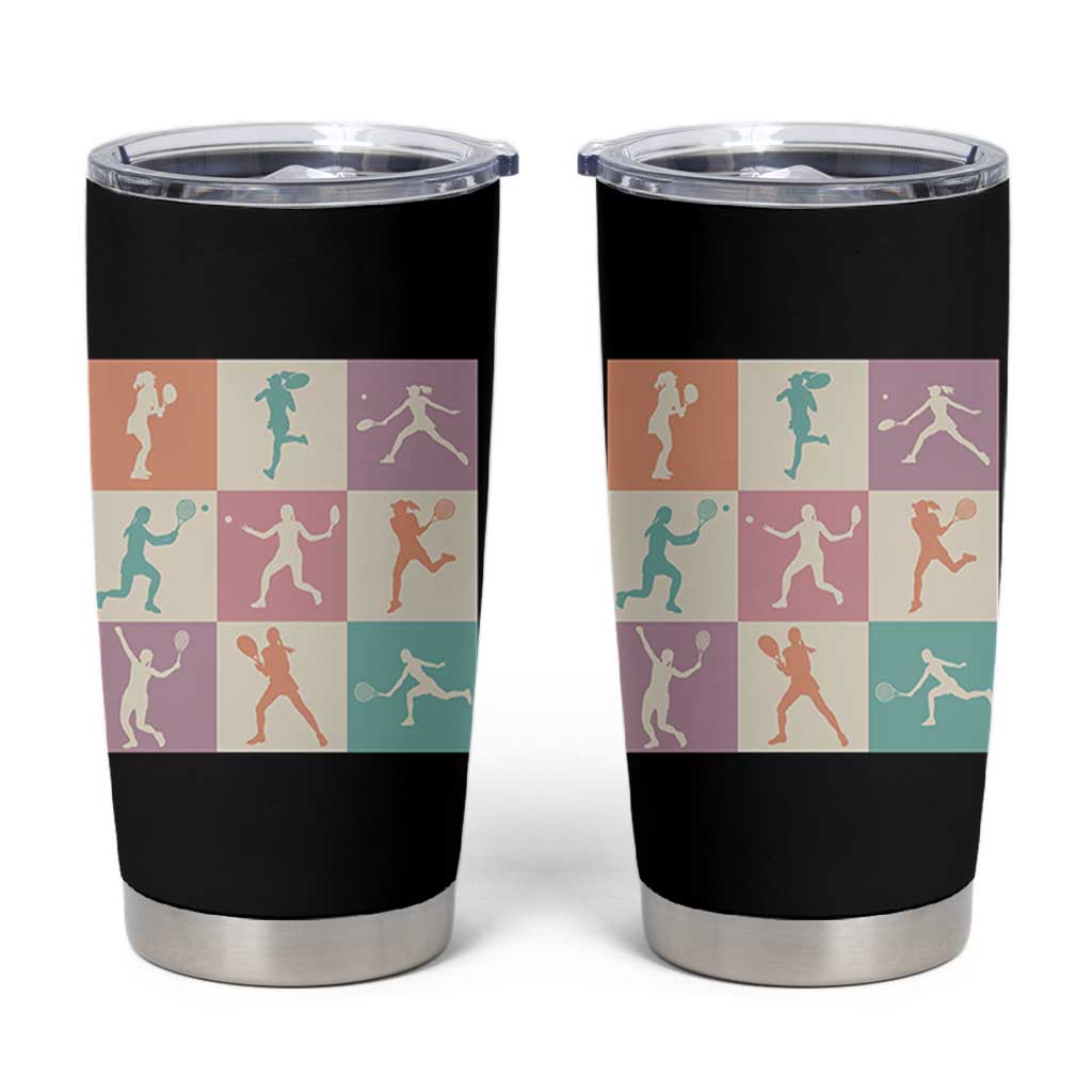 Tennis Lover Colorful Pastel Grid Sports Fan Gift Tumbler Cup - Wonder Print Shop
