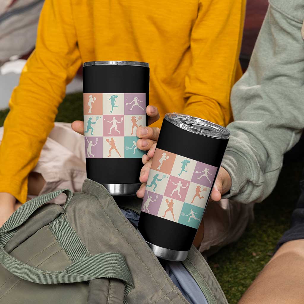Tennis Lover Colorful Pastel Grid Sports Fan Gift Tumbler Cup - Wonder Print Shop