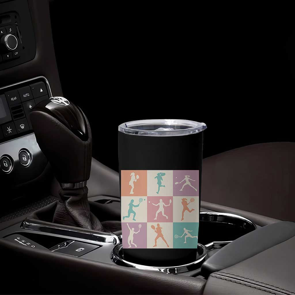 Tennis Lover Colorful Pastel Grid Sports Fan Gift Tumbler Cup - Wonder Print Shop