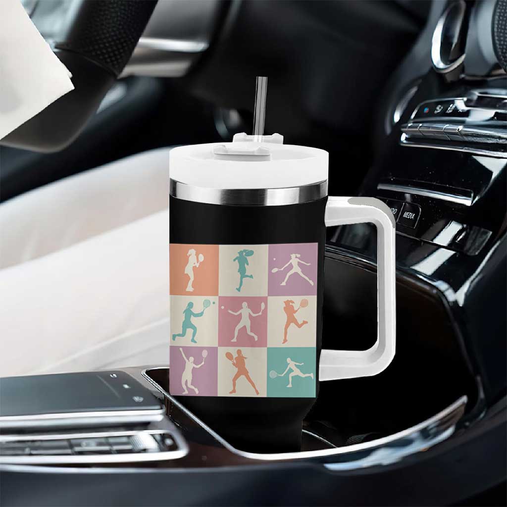 Tennis Lover Colorful Pastel Grid Sports Fan Gift Tumbler With Handle - Wonder Print Shop