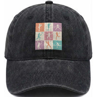 Tennis Lover Colorful Pastel Grid Sports Fan Gift Washed Cotton Baseball Cap