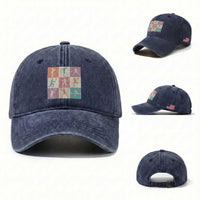 Tennis Lover Colorful Pastel Grid Sports Fan Gift Washed Cotton Baseball Cap