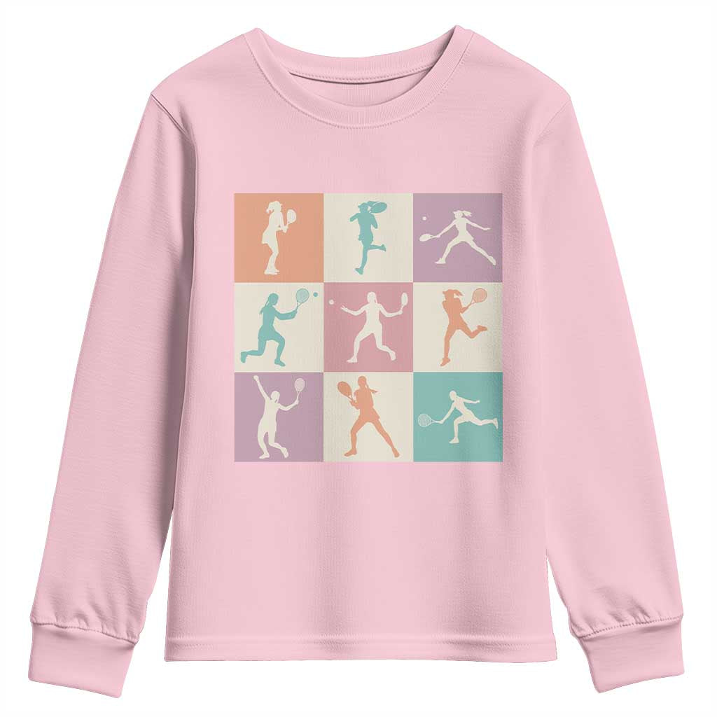 Tennis Lover Colorful Pastel Grid Sports Fan Gift Youth Sweatshirt - Wonder Print Shop