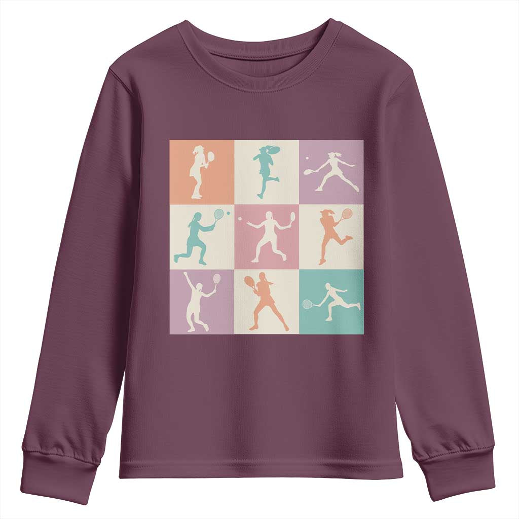 Tennis Lover Colorful Pastel Grid Sports Fan Gift Youth Sweatshirt - Wonder Print Shop