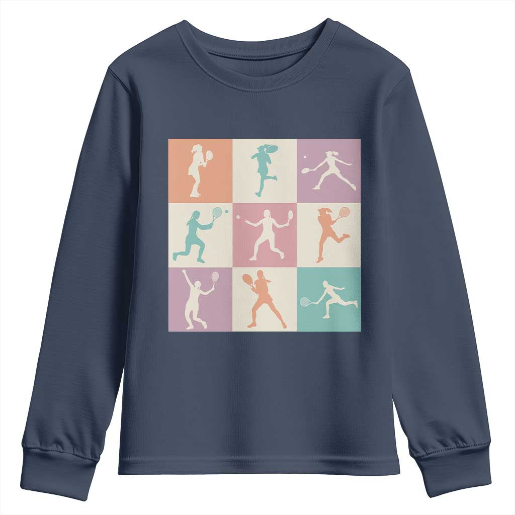 Tennis Lover Colorful Pastel Grid Sports Fan Gift Youth Sweatshirt - Wonder Print Shop