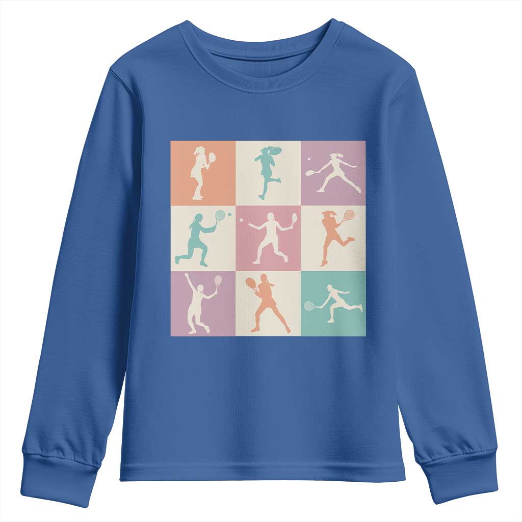 Tennis Lover Colorful Pastel Grid Sports Fan Gift Youth Sweatshirt - Wonder Print Shop