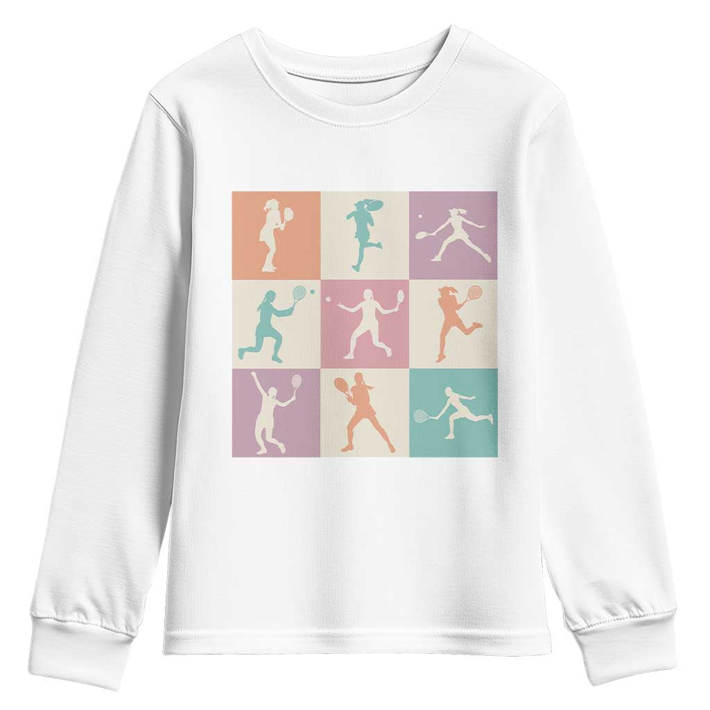 Tennis Lover Colorful Pastel Grid Sports Fan Gift Youth Sweatshirt - Wonder Print Shop