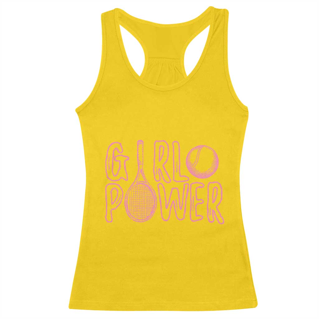 Girl Power Tennis Gift Racerback Tank Top Feminist Sports Gift - Wonder Print Shop
