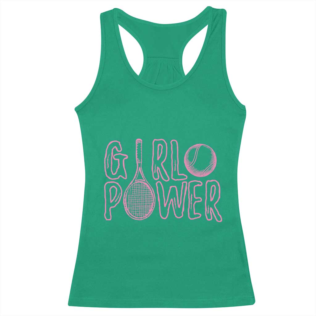 Girl Power Tennis Gift Racerback Tank Top Feminist Sports Gift - Wonder Print Shop