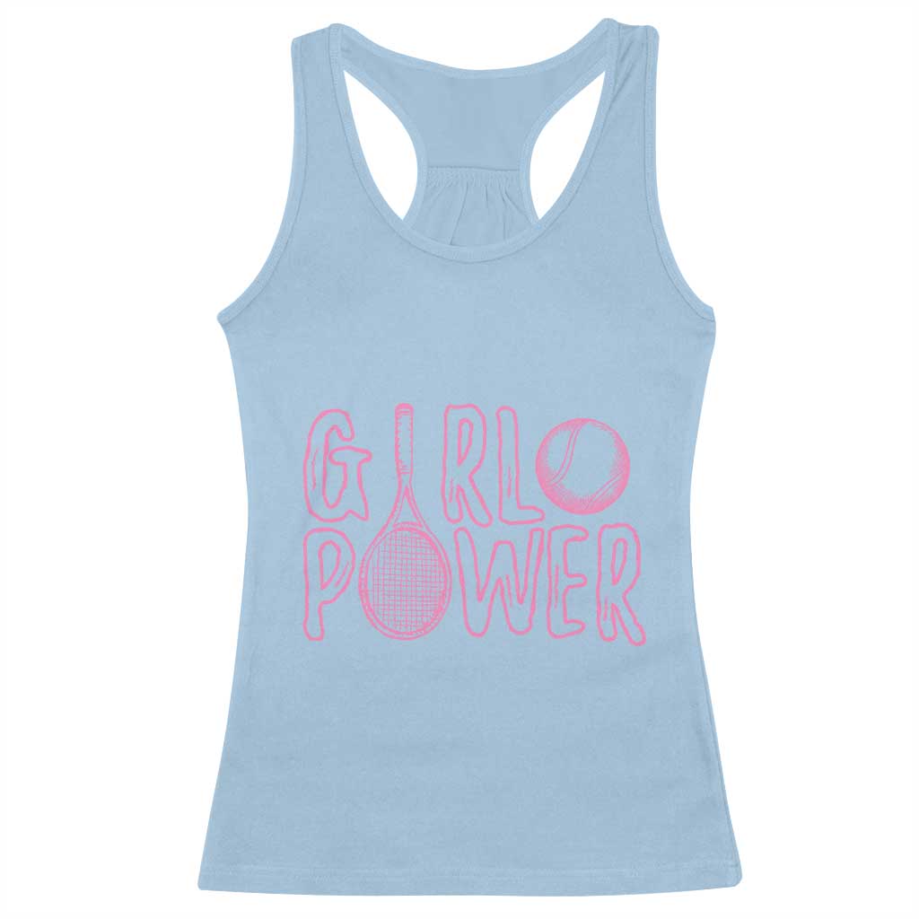 Girl Power Tennis Gift Racerback Tank Top Feminist Sports Gift - Wonder Print Shop