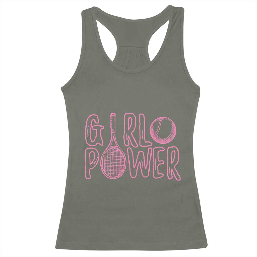 Girl Power Tennis Gift Racerback Tank Top Feminist Sports Gift - Wonder Print Shop