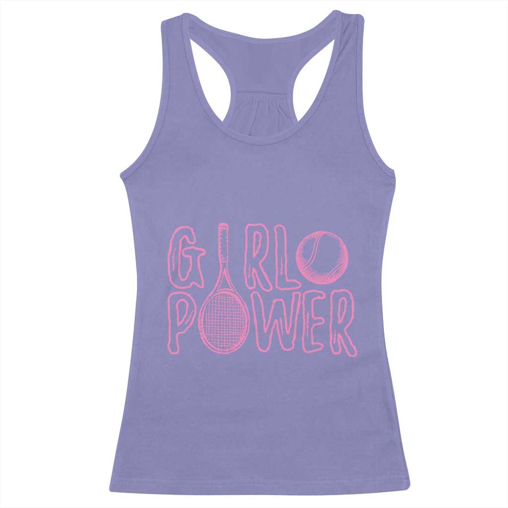 Girl Power Tennis Gift Racerback Tank Top Feminist Sports Gift - Wonder Print Shop