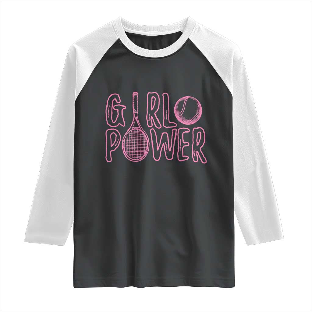 Girl Power Tennis Gift Raglan Shirt Feminist Sports Gift - Wonder Print Shop