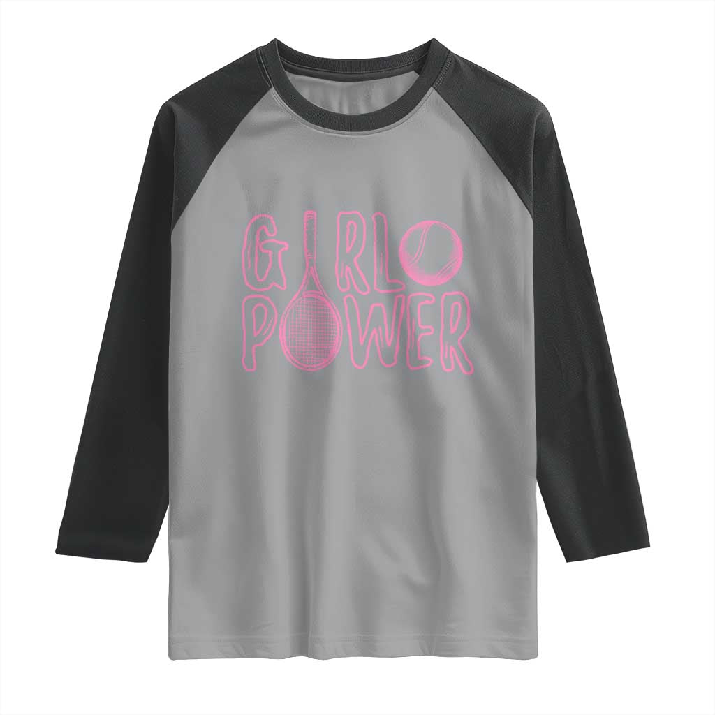 Girl Power Tennis Gift Raglan Shirt Feminist Sports Gift - Wonder Print Shop