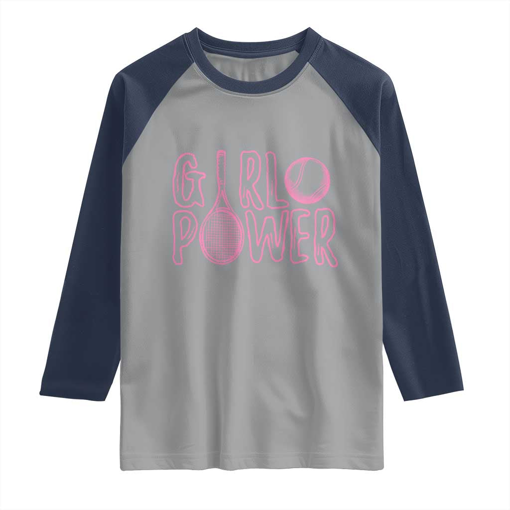 Girl Power Tennis Gift Raglan Shirt Feminist Sports Gift - Wonder Print Shop