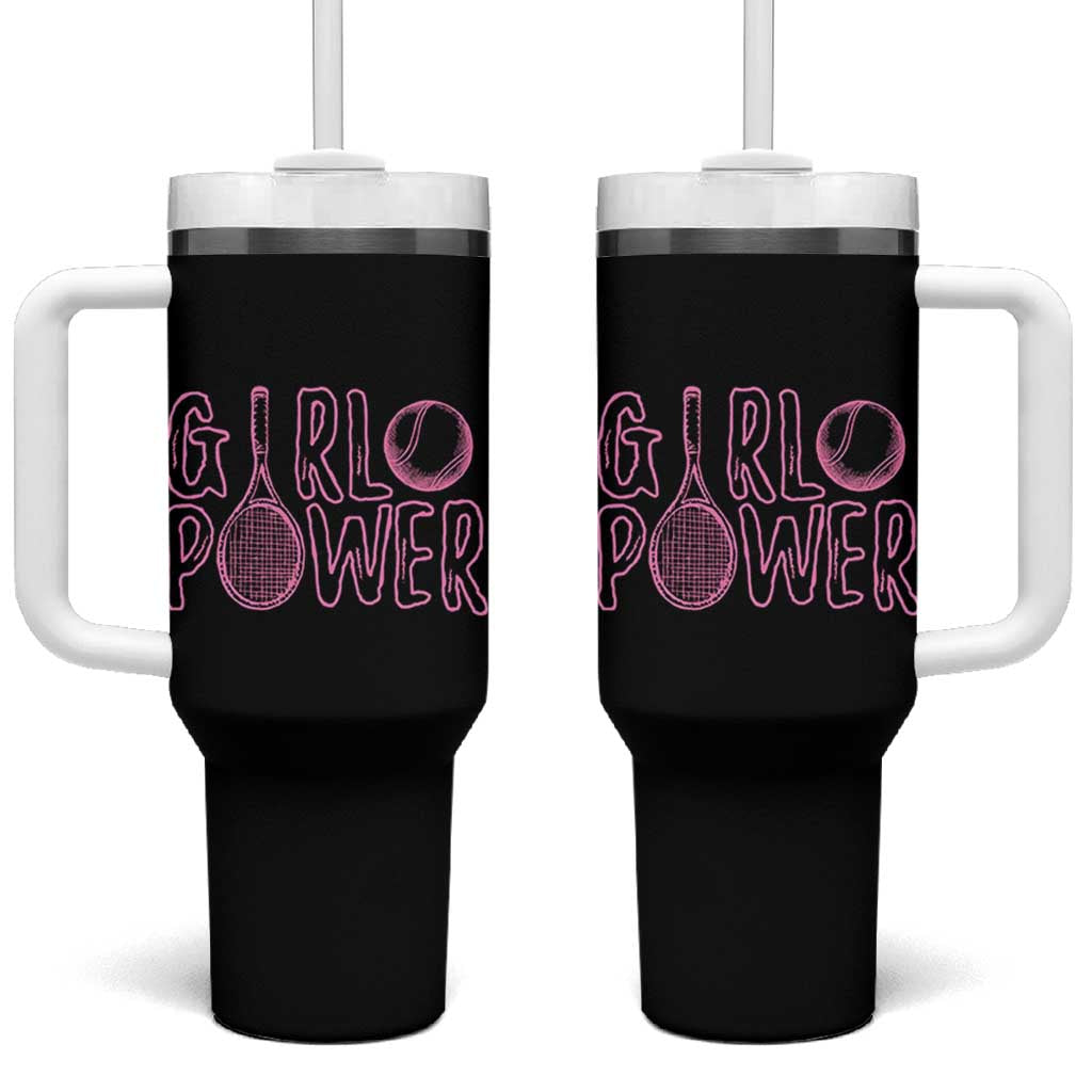 Girl Power Tennis Gift Tumbler With Handle Feminist Sports Gift - Wonder Print Shop