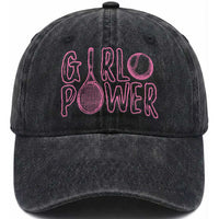 Girl Power Tennis Gift Washed Cotton Baseball Cap Feminist Sports Gift