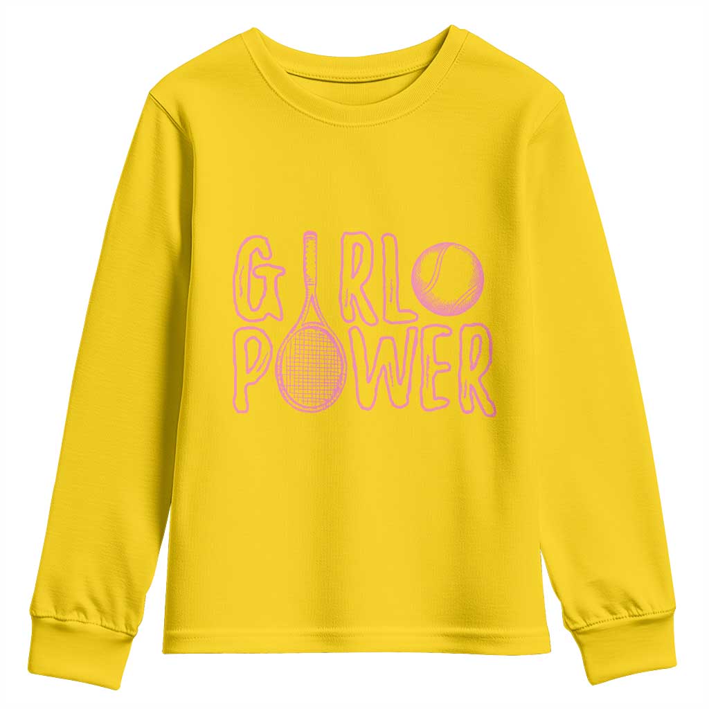 Girl Power Tennis Gift Youth Sweatshirt Feminist Sports Gift - Wonder Print Shop
