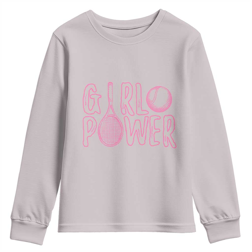 Girl Power Tennis Gift Youth Sweatshirt Feminist Sports Gift - Wonder Print Shop