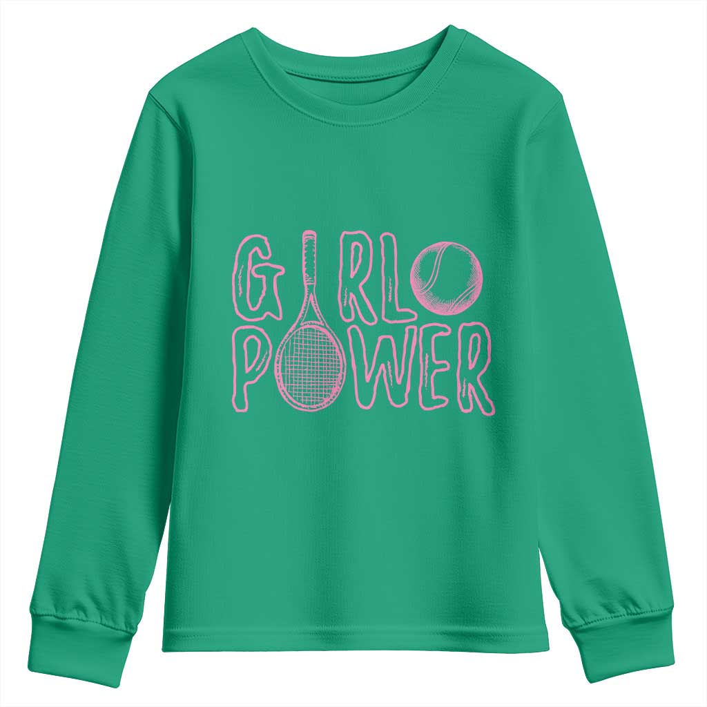 Girl Power Tennis Gift Youth Sweatshirt Feminist Sports Gift - Wonder Print Shop