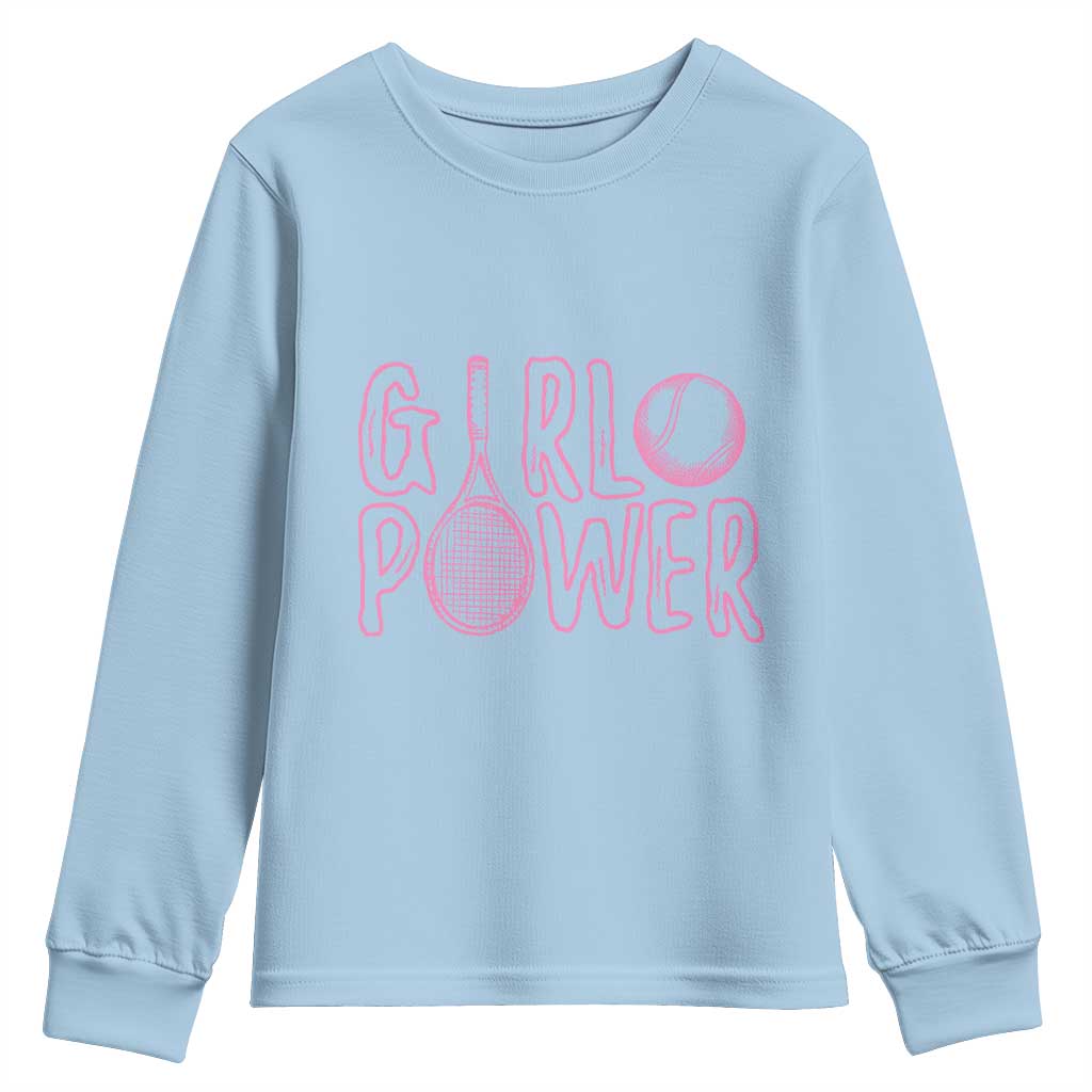 Girl Power Tennis Gift Youth Sweatshirt Feminist Sports Gift - Wonder Print Shop